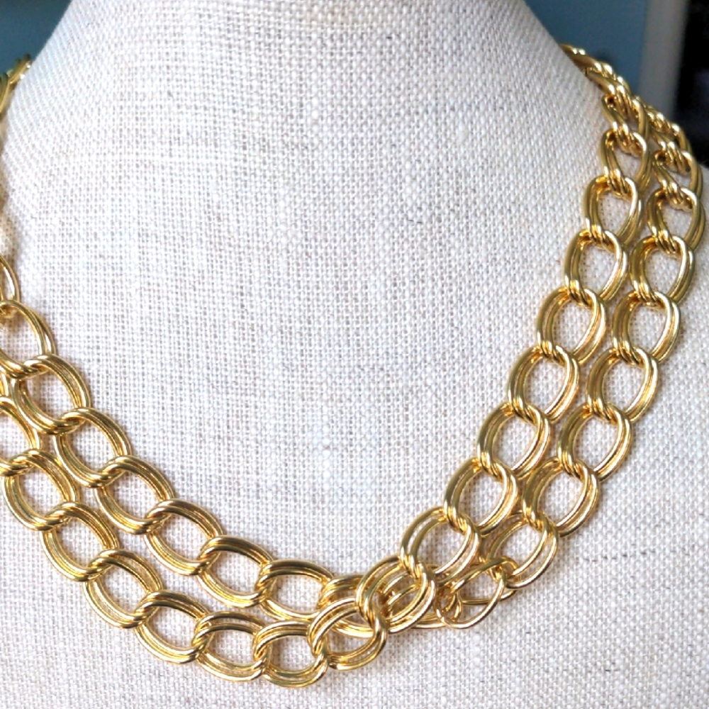 Long  Gold Chain Necklace, 34"+3", New, Double Oval Link,  Modern Versatile, Box